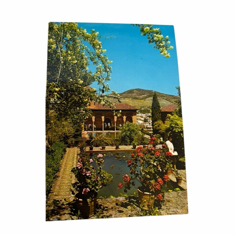 Vintage Alhambra Spain Postcard Partal Gardens Granada Travel Souvenir